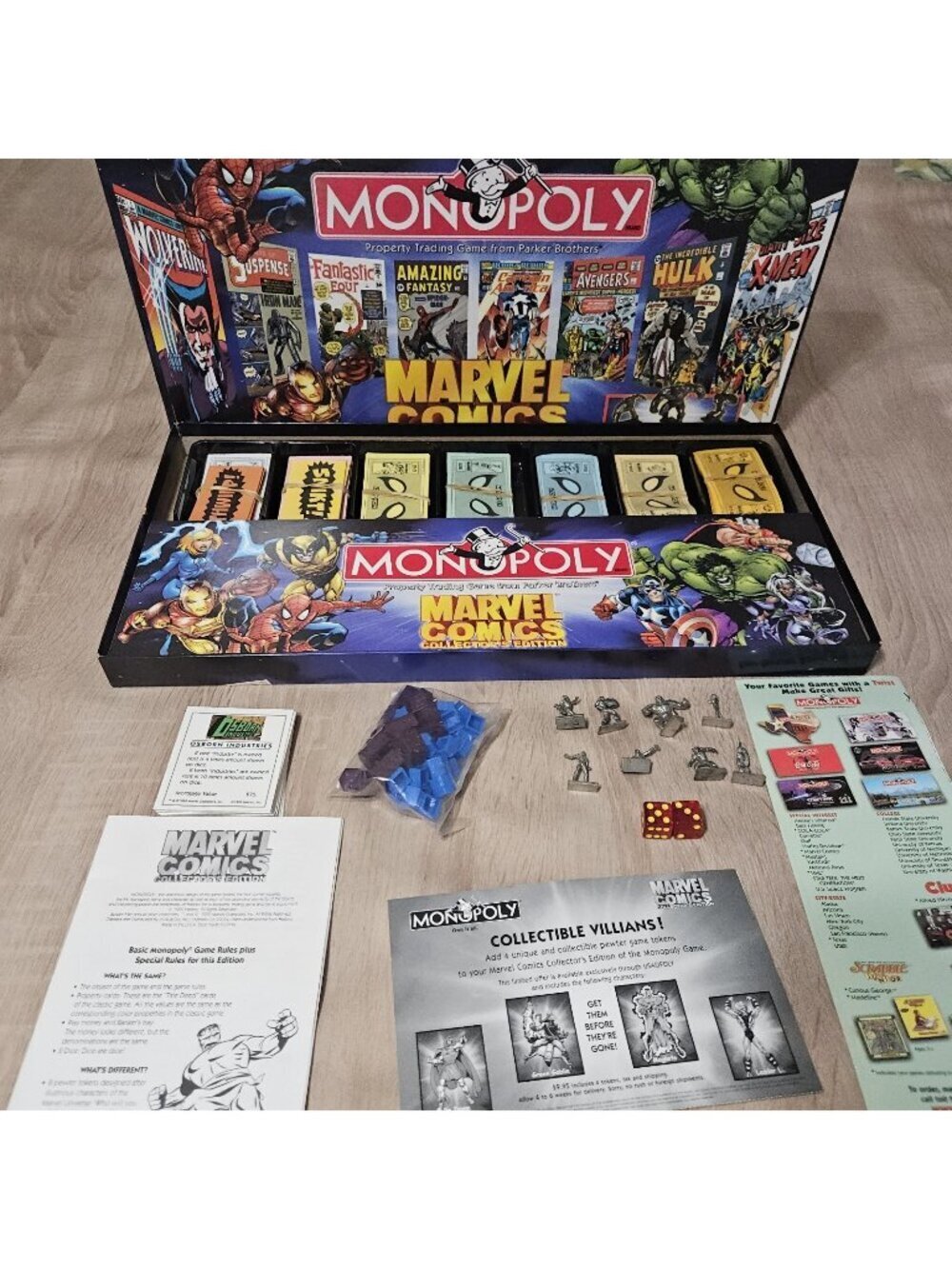 Marvel Comics Monopoly Collectors Edition 1999 Board Game Complete